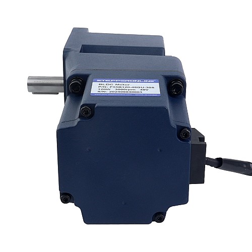 24V 120W 16.67RPM ギア付き BLDC モーター 20.00Nm(2832.24oz.in) 180:1 直角ギアボックス - F55B120-24GU-30S/5GU180RT | StepperOnline