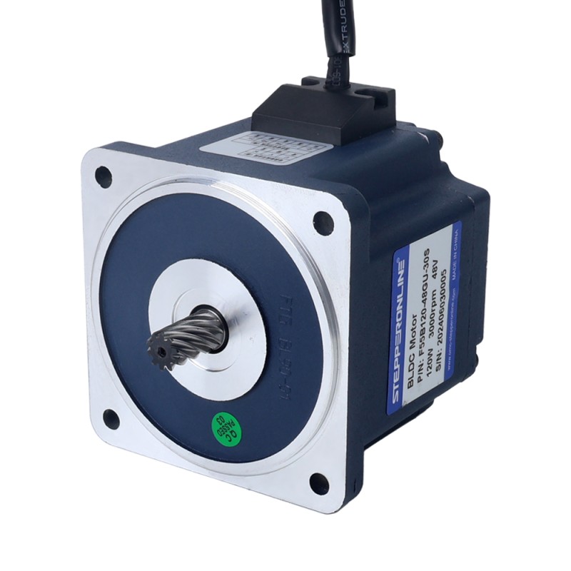 48V 120W 600RPM ギアボックス付きブラシレス DC モーター 1.55Nm(219.50oz.in) 5:1 平ギアボックス - F55B120-48GU-30S/5GU5KB | StepperOnline