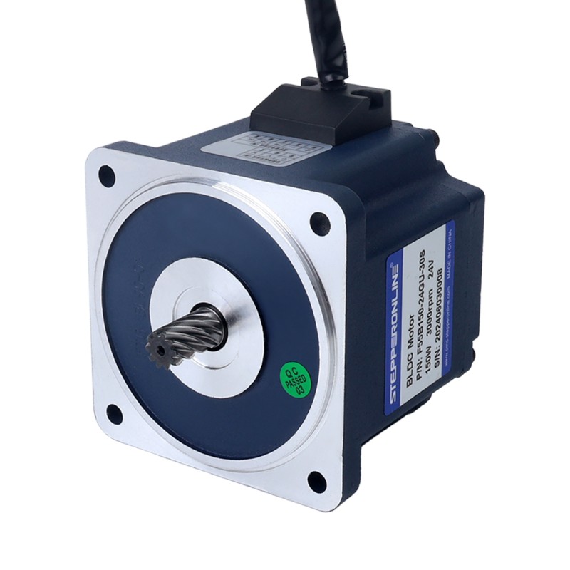 24V 150W 15RPM ギアボックス付きブラシレス DC モーター 20.00Nm(2832.24oz.in) 200:1 平ギアボックス - F55B150-24GU-30S/5GU200KB | StepperOnline