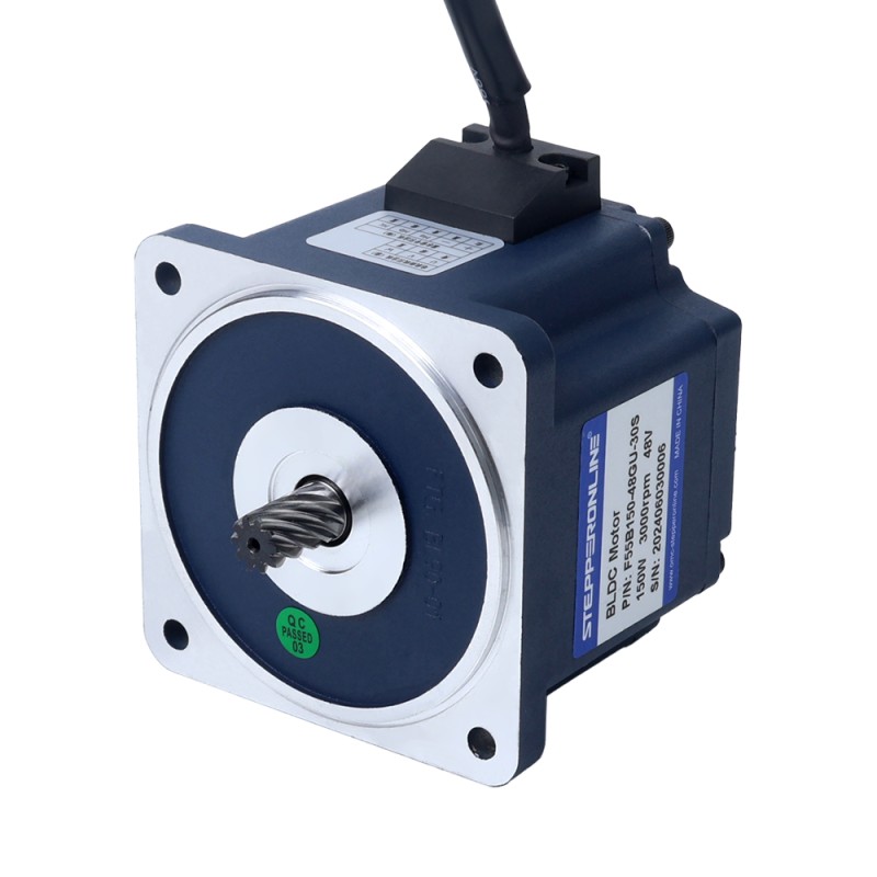 48V 150W 600RPM ギアボックス付きブラシレス DC モーター 1.95Nm(276.14oz.in) 5:1 平ギアボックス - F55B150-48GU-30S/5GU5KB | StepperOnline