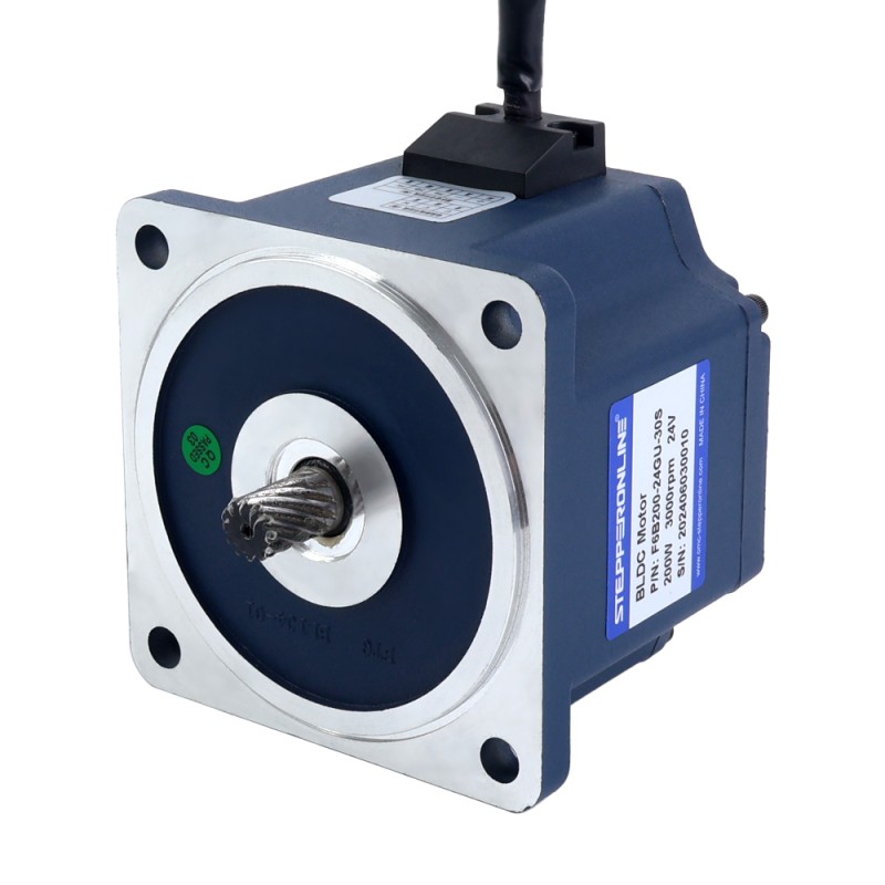 24V 200W 300RPM ギアボックス付きブラシレス DC モーター 5.18Nm(733.55oz.in) 10:1 平ギアボックス - F6B200-24GU-30S/6GU10K | StepperOnline