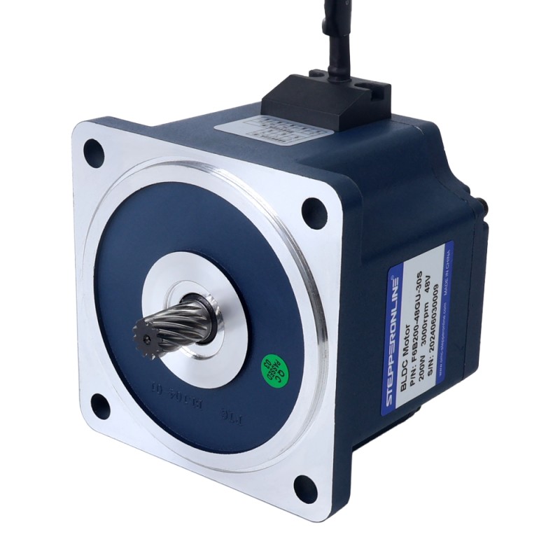 48V 200W 150RPM ギアボックス付きブラシレス DC モーター 8.40Nm(1189.54oz.in) 20:1 平ギアボックス - F6B200-48GU-30S/6GU20K | StepperOnline