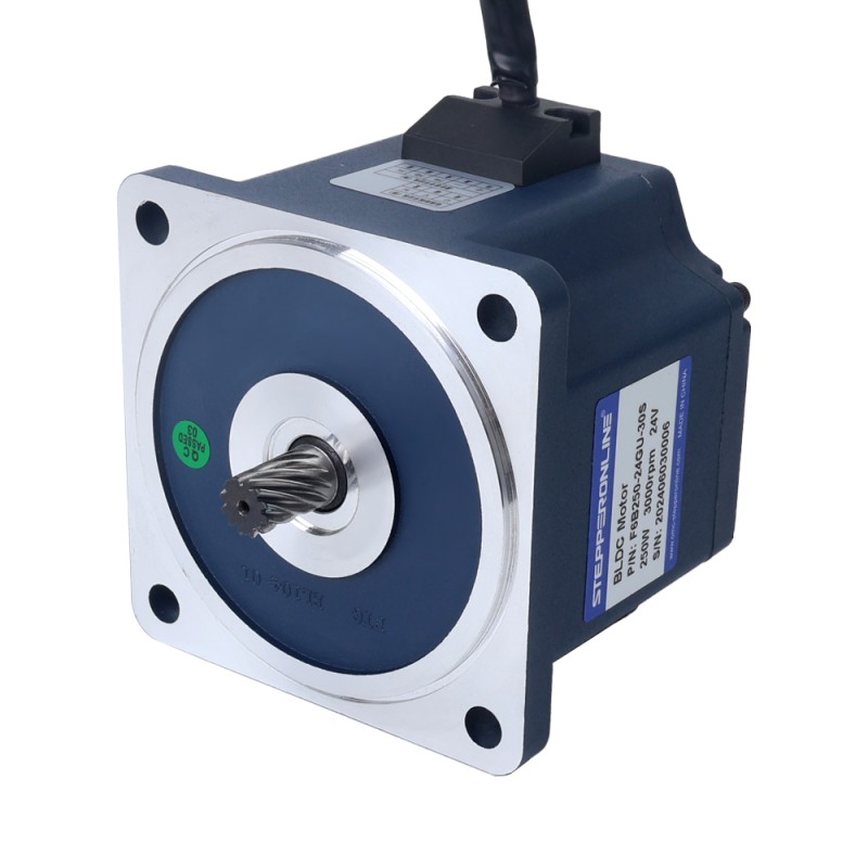 24V 250W 15RPM ギアボックス付きブラシレス DC モーター 40.00Nm(5664.48oz.in) 200:1 平ギアボックス - F6B250-24GU-30S/6GU200K | StepperOnline