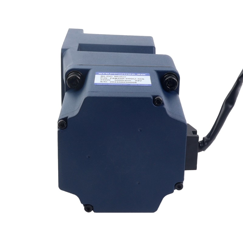 48V 250W 150RPM ギア付き BLDC モーター 11.81Nm(1672.00oz.in) 20:1 直角ギアボックス - F6B250-48GU-30S/6GU20RC | StepperOnline