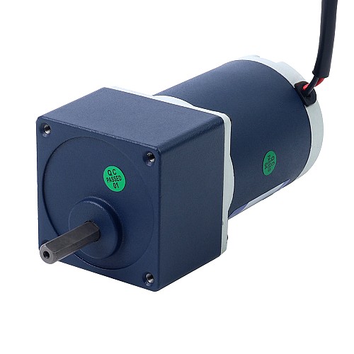 ブラシ付き 12V 10W 1.16Nm(164.27oz.in) 60RPM 50:1 スパーギアボックス DC ギアモーター付き - F2D10-12GN-30S/2GN50K | StepperOnline