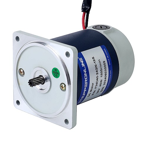 ブラシ付き 24V 40W 1.60Nm(226.58oz.in) 120RPM 15:1 スパーギアボックス DC ギアモーター付き - F34D40-24GN-18S/4GN15K | StepperOnline
