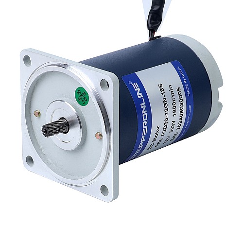 ブラシ付き 12V 30W 1.07Nm(151.52oz.in) 180RPM 10:1 スパーギアボックス DC ギアモーター付き - F3D30-12GN-18S/3GN10K | StepperOnline