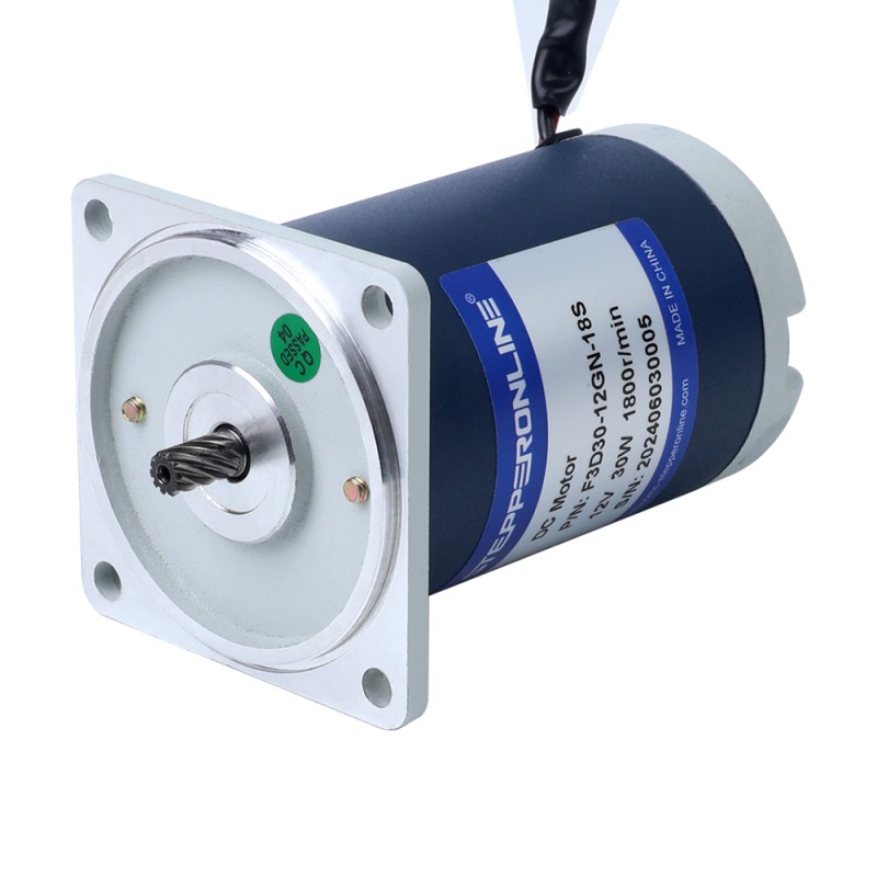 ブラシ付き 12V 30W 5.00Nm(708.06oz.in) 18RPM 100:1 スパーギアボックス DC ギアモーター付き - F3D30-12GN-18S/3GN100K | StepperOnline