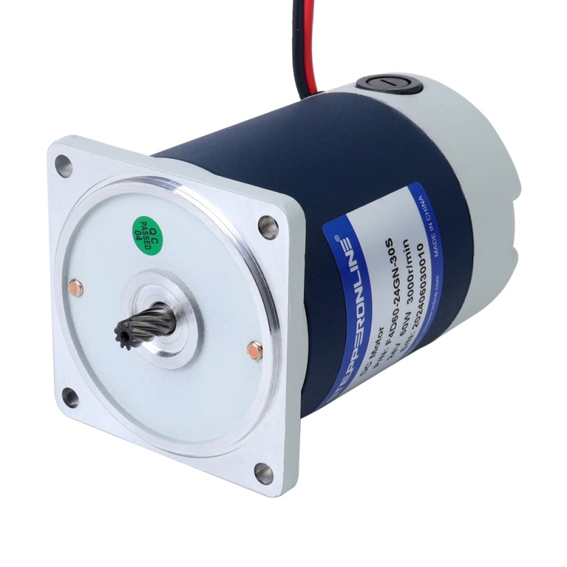 ブラシ付き 24V 60W 1.54Nm(218.08oz.in) 300RPM 10:1 スパーギアボックス DC ギアモーター付き - F4D60-24GN-30S/4GN10K | StepperOnline