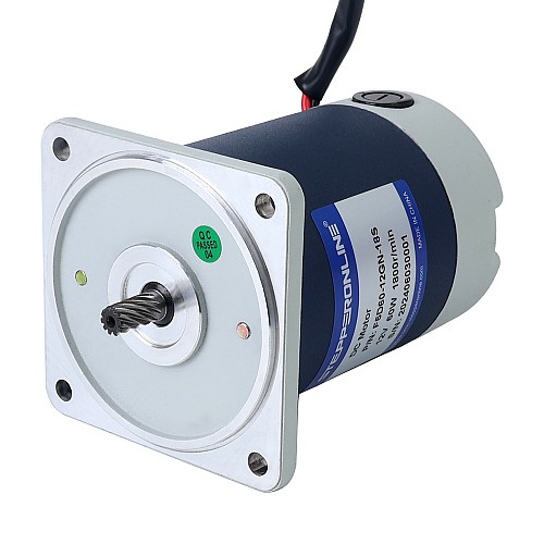 ブラシ付き 12V 60W 1.29Nm(182.68oz.in) 360RPM 5:1 スパーギアボックス DC ギアモーター付き - F5D60-12GN-18S/5GN5K | StepperOnline