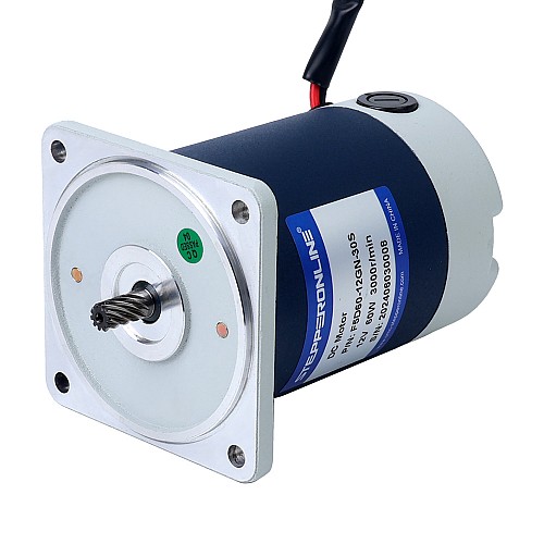 ブラシ付き 12V 60W 0.46Nm(65.14oz.in) 999RPM 3:1 スパーギアボックス DC ギアモーター付き - F5D60-12GN-30S/5GN3K | StepperOnline