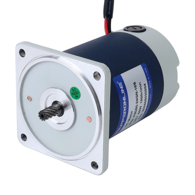 ブラシ付き 24V 60W 10.00Nm(1416.12oz.in) 9RPM 200:1 スパーギアボックス DC ギアモーター付き - F5D60-24GN-18S/5GN200K | StepperOnline