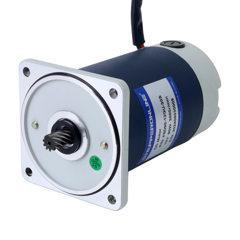 ブラシ付き 12V 90W 16.89Nm(2391.82oz.in) 30RPM 100:1 スパーギアボックス DC ギアモーター付き - F5D90-12GU-30S/5GU100KB | StepperOnline