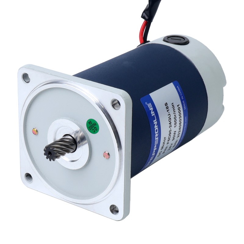 ブラシ付き 24V 90W 20.00Nm(2832.23oz.in) 9RPM 200:1 スパーギアボックス DC ギアモーター付き - F5D90-24GU-18S/5GU200KB | StepperOnline