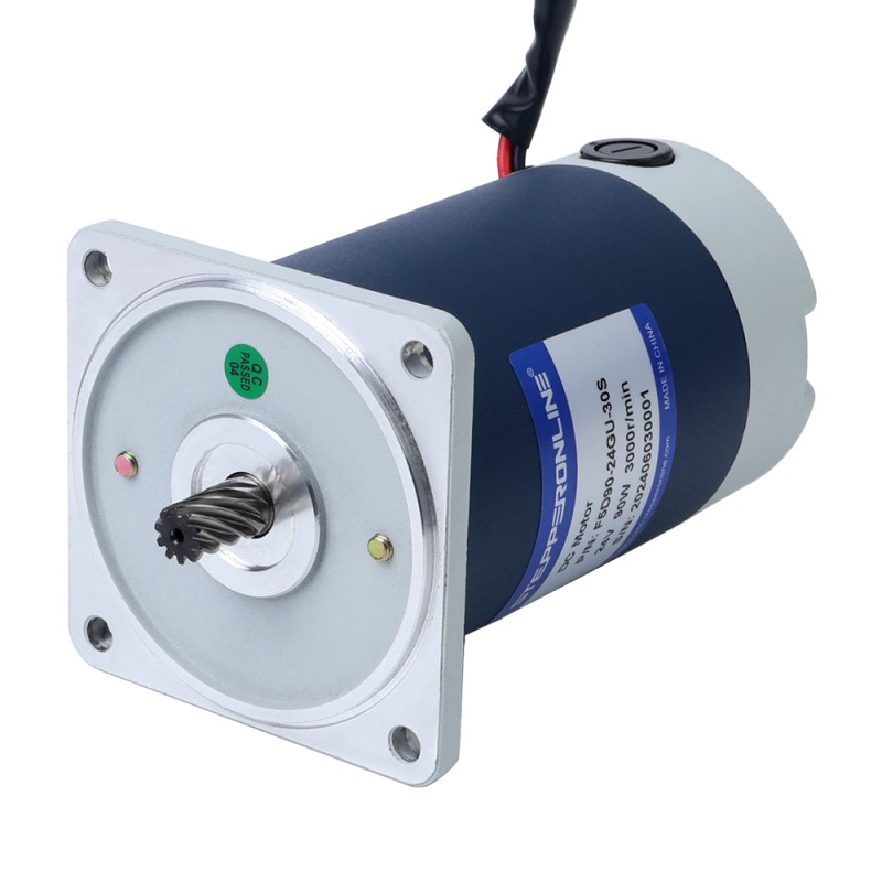 ブラシ付き 24V 90W 2.32Nm(328.54oz.in) 300RPM 10:1 スパーギアボックス DC ギアモーター付き - F5D90-24GU-30S/5GU10KB | StepperOnline