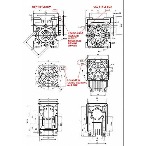 30:1 ウォームギアボックス NMRV40 ウォームギア減速機 14mm 入力シャフト径