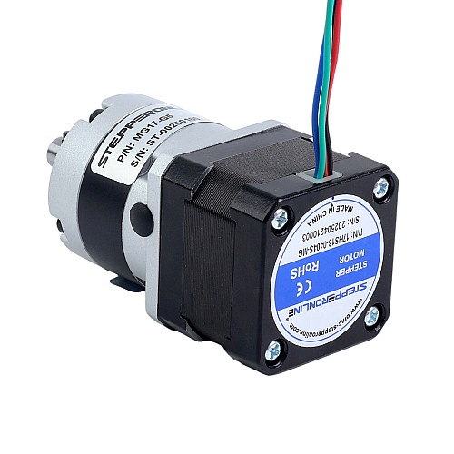 Nema 17 ステッピングモーター バイポーラ L=34mm w/ 減速比 5:1 MG シリーズプラネタリーギアボックス - 17HS13-0404S-MG5 | StepperOnline