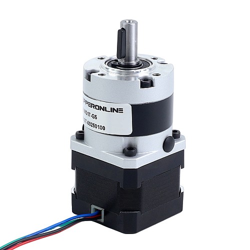 Nema 17 ステッピングモーター バイポーラ L=34mm w/ 減速比 5:1 MG シリーズプラネタリーギアボックス - 17HS13-0404S-MG5 | StepperOnline