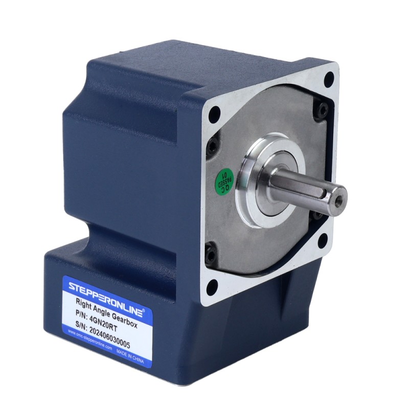 ブラシ付き 12V 60W 4.49Nm(635.84oz.in) 90RPM 、 20:1 直角ギアボックス DC ギアモーター付き - F4D60-12GN-18S/4GN20RT | StepperOnline