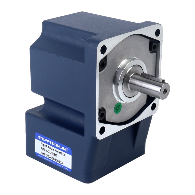 ブラシ付き 24V 90W 14.60Nm(2067.53oz.in) 36RPM 、 50:1 直角ギアボックス DC ギアモーター付き - F5D90-24GU-18S/5GU50RT | StepperOnline