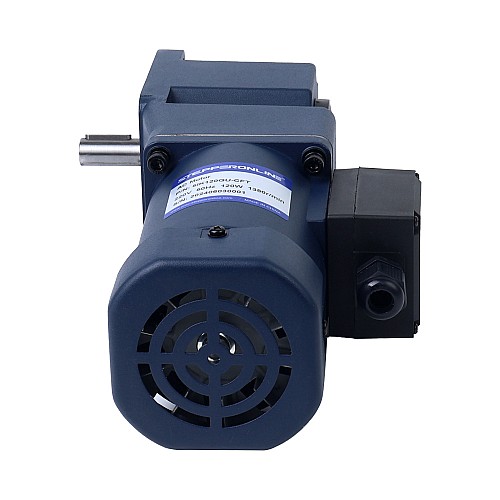 120W 110VAC 60Hz 45RPM 19.00Nm(2690.62oz.in) フランジ 90mm 直角ギアボックス キー溝シャフト 単相 AC 誘導モーター - 5IK120GU-AFT/5GU30RT | StepperOnline