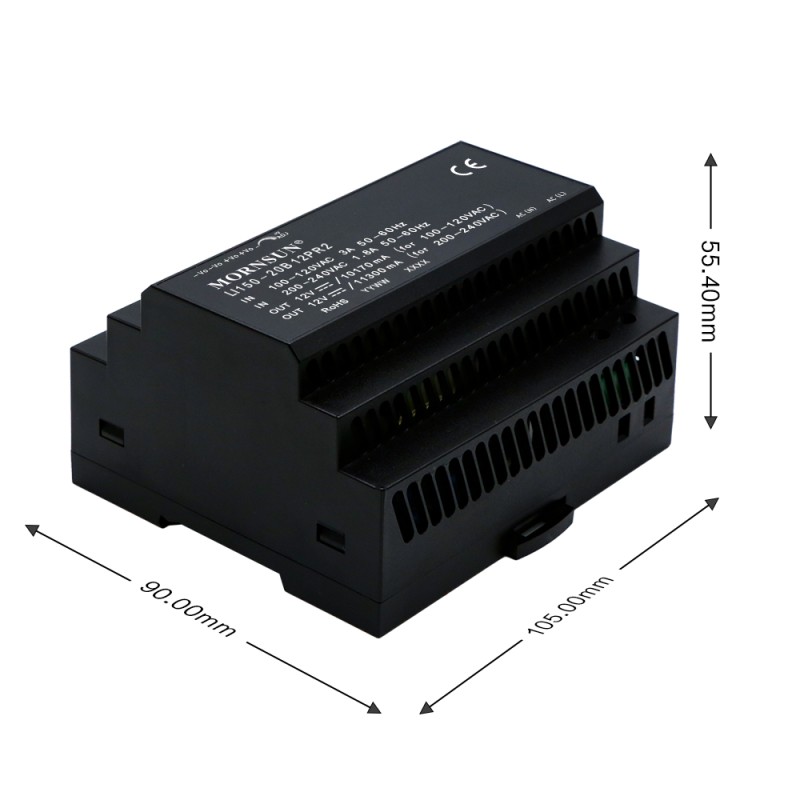 150W 24V 6.3A 85-264VAC/120-370VDC DINレール スイッチング電源
