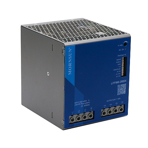 960W 36V 26.6A 3x320-600VAC/450-800VDC DINレール PFC機能付きスイッチング電源