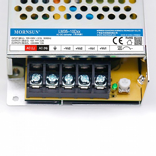 35W 5V/2.2A 24V/1A 85-264VAC/120-370VDC スイッチング電源
