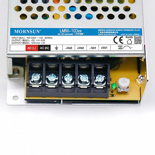 50W 5V/4A 24V/1.4A 85-264VAC/120-370VDC スイッチング電源