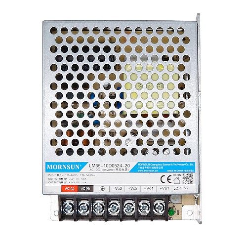 65W 5V/4.0A 24V/2.0A 90-264VAC/120-370VDC スイッチング電源