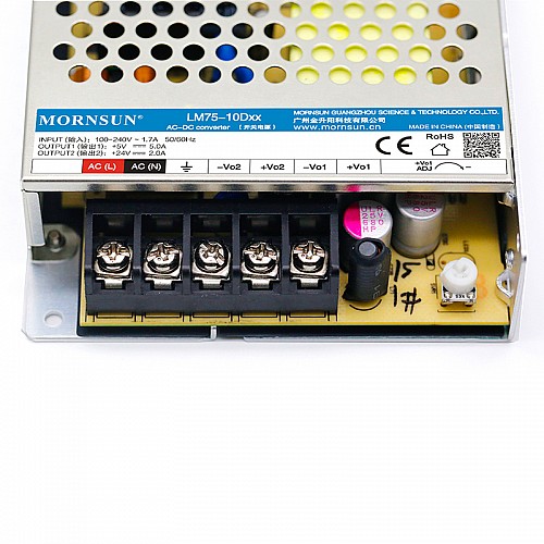 75W 5V/7.0A 12V/3.0A 90-264VAC/120-373VDC スイッチング電源