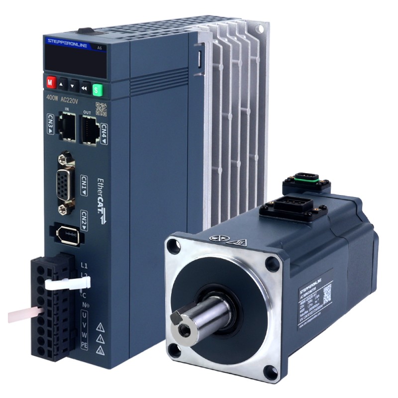 A6 シリーズ 400W EtherCAT AC サーボ モータ キット 3000rpm 1.27Nm ブレーキ付き 17 ビット アブソリュート エンコーダ IP67 - A6-EC400H2B1-M17 | StepperOnline