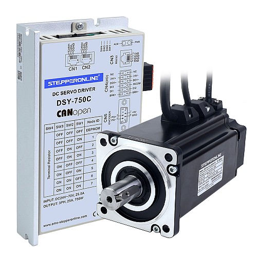 DSYシリーズ 750W CANopen DCサーボモーター 24-70VDC 2.39Nm ブレーキ付き 3000rpm 17ビットインクリメンタルエンコーダー IP65 - DSY-C750L2B2-M17S | StepperOnline
