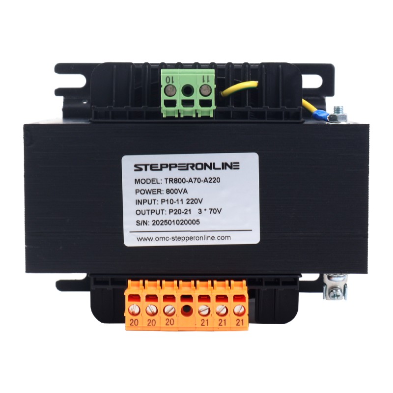 800VA 単相スクエア制御トランス 220VAC ～ 3 x 70VAC 50/60Hz - TR800-A70-A220 | StepperOnline