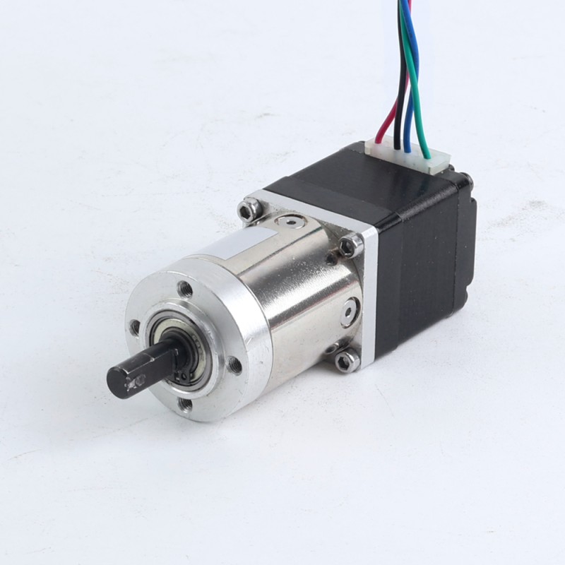 Nema 11 ステッパー L=31mm、リアシャフト、ネジ穴、ギア比 27:1 ギアボックス付き