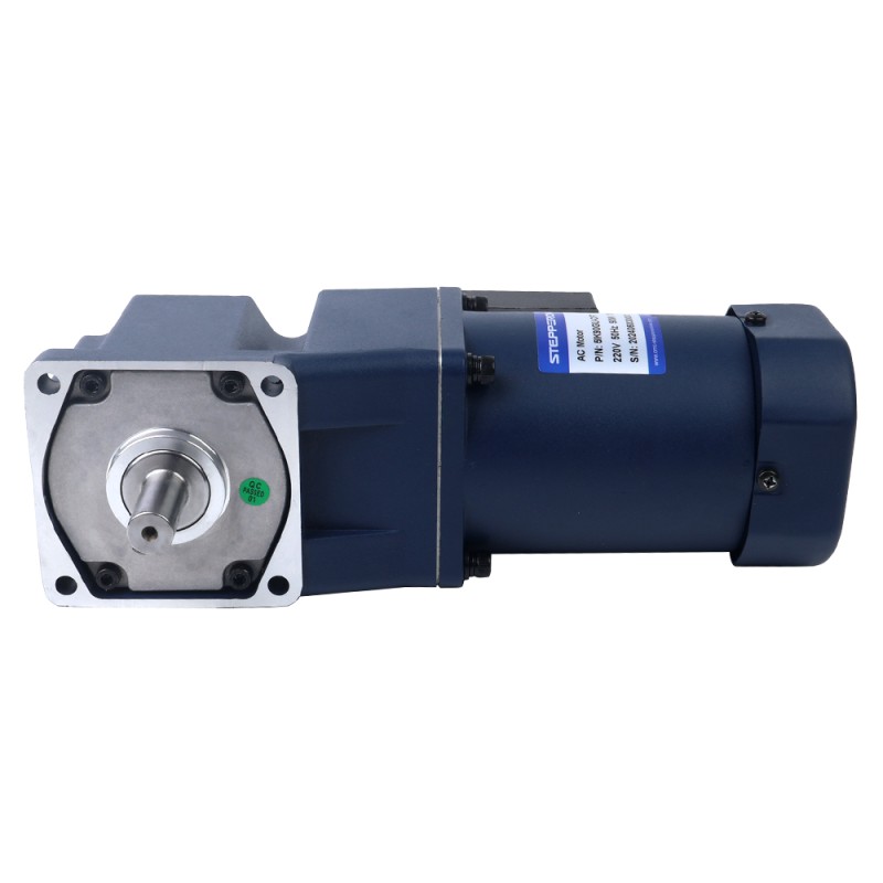 90W 220VAC 50Hz 7.5RPM 40.00Nm(5664.47oz.in) フランジ 90mm 直角ギアボックス キー溝シャフト 単相 AC 誘導モーター - 5IK90GU-CFT/5GU180RT | StepperOnline
