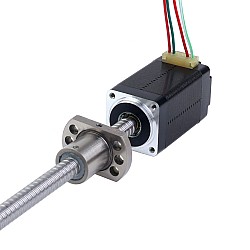 NEMA 8 外部ボールねじ リニアステッピングモータ 0.5A 38.2mm スタックスクリューリード 2mm(0.07874") リード長 150mm