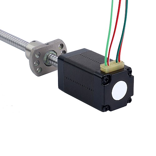 NEMA 8 外部ボールねじ リニアステッピングモータ 0.5A 38.2mm スタックスクリューリード 2mm(0.07874) リード長 150mm