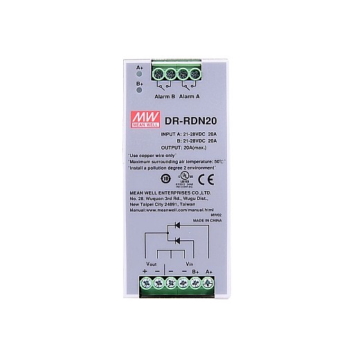 DR-RDN20 MEANWELL 24VDC 20A 冗長モジュール DIN レール電源 DR-RDN20 MEANWELL 24VDC 20A 冗長モジュール DIN レール電源