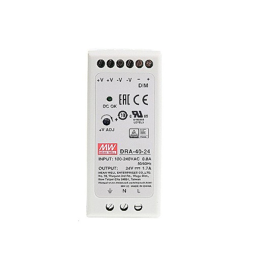 DRA-40-24 MEANWELL 40.8W 24VDC 1.7A 115/230VAC シングル出力スイッチング電源