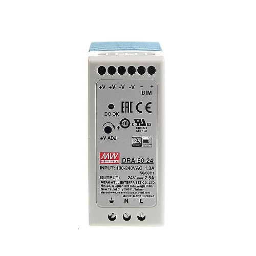 DRA-60-24 MEANWELL 60W 24VDC 2.5A 115/230VAC シングル出力スイッチング電源