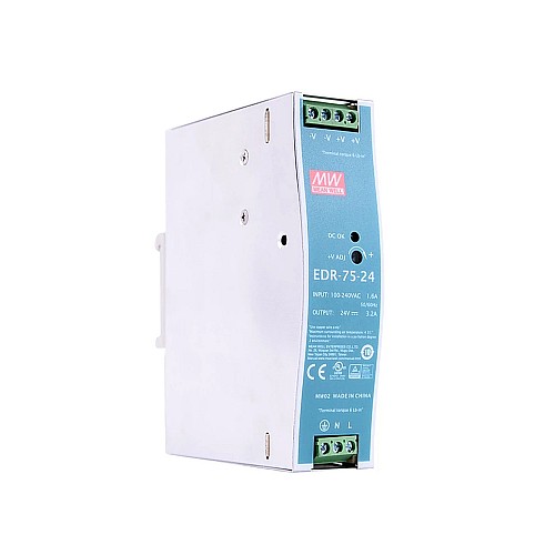 EDR-75-24 MEANWELL 75W 24VDC 3.2A 115/230VAC DINレール電源