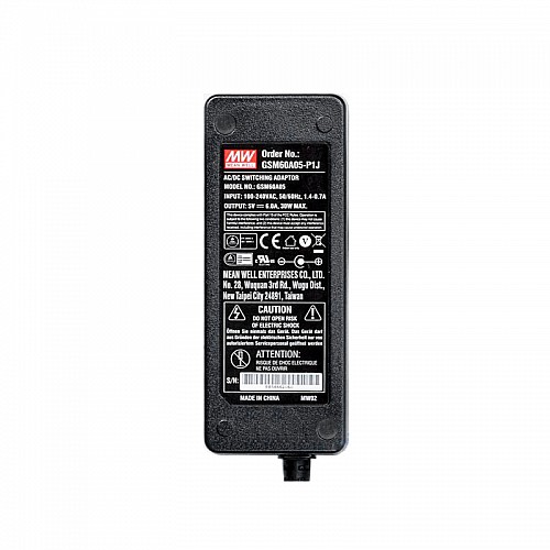 GSM60A05-P1J MEANWELL 30W 5VDC 6A 115/230VAC AC-DC 信頼性の高いグリーン医療用アダプター