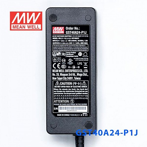 GST40A24-P1J MEANWELL 40W 24VDC 1.67A 115/230VAC AC-DC 信頼性の高いグリーン産業用アダプタ