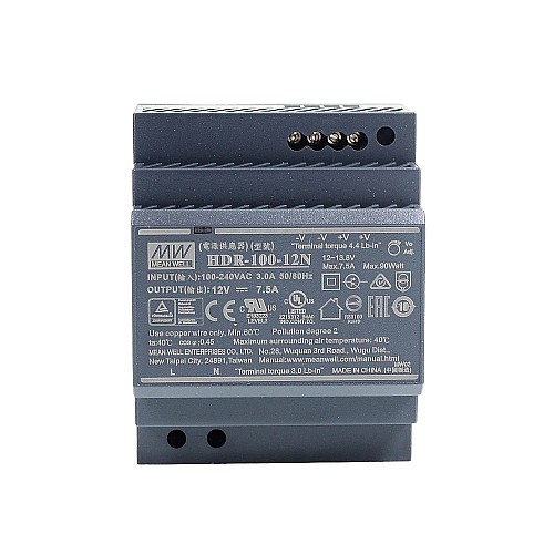 HDR-100-12N MEANWELL 90W 12VDC 7.5A 115/230VAC ウルトラスリム ステップ形状 DINレール電源