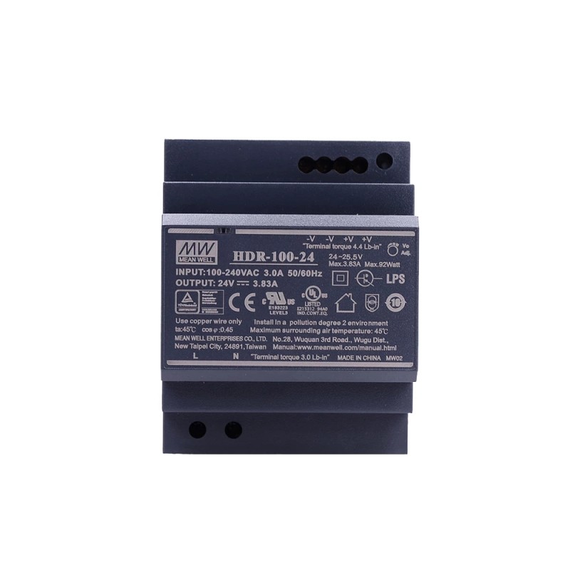 HDR-100-24 MEANWELL 92W 24VDC 3.83A 115/230VAC ウルトラスリム ステップ形状 DINレール電源