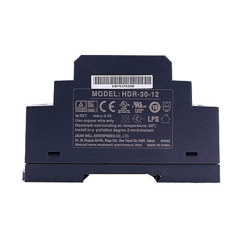 HDR-30-12 MEANWELL 24W 12VDC 2A 115/230VAC ウルトラスリム ステップ形状 DINレール電源