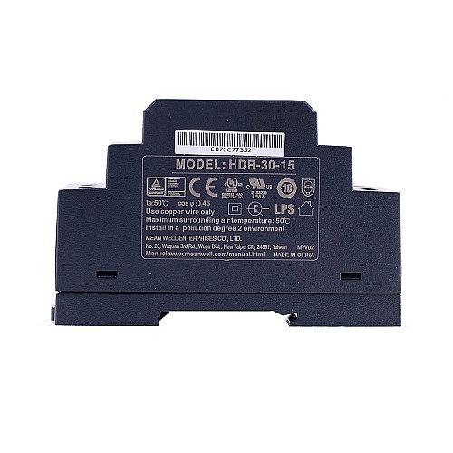 HDR-30-15 MEANWELL 30W 15VDC 2A 115/230VAC ウルトラスリムステップ形状 DINレール電源