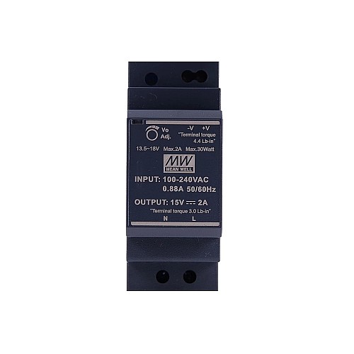 HDR-30-15 MEANWELL 30W 15VDC 2A 115/230VAC ウルトラスリムステップ形状 DINレール電源