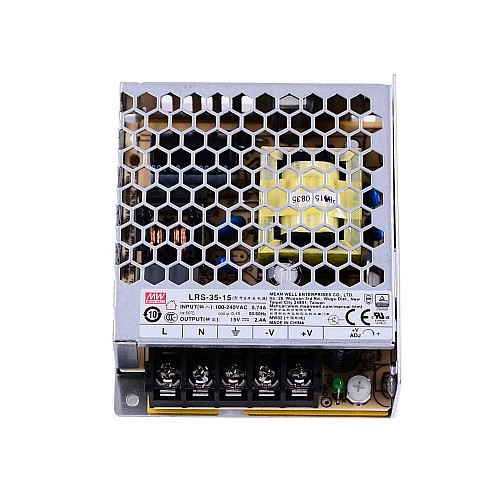 LRS-35-15 MEANWELL 36W 15VDC 2.4A 115/230VAC 密閉型スイッチング電源